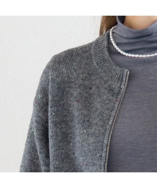 Liliane Burty ECLAT（Sサイズ） / リリアンビューティ エクラ カーディガン・ボレロ | 【洗える】ネップツイードジップアップニット | 詳細13