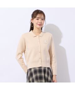 Liliane Burty ECLAT（Sサイズ） / リリアンビューティ エクラ カーディガン・ボレロ | 刺繍ワッペン付きニットカーディガン