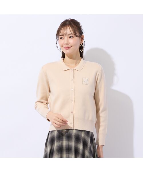 Liliane Burty ECLAT（Sサイズ） / リリアンビューティ エクラ カーディガン・ボレロ | 刺繍ワッペン付きニットカーディガン | 詳細1