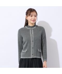 Liliane Burty ECLAT（Sサイズ） / リリアンビューティ エクラ カーディガン・ボレロ | 【洗える/アンサンブル対応】柄縁取りウール混ニットカーディガン