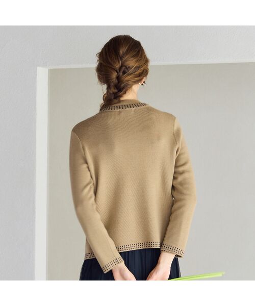 Liliane Burty ECLAT（Sサイズ） / リリアンビューティ エクラ カーディガン・ボレロ | 【洗える/アンサンブル対応】柄縁取りウール混ニットカーディガン | 詳細5