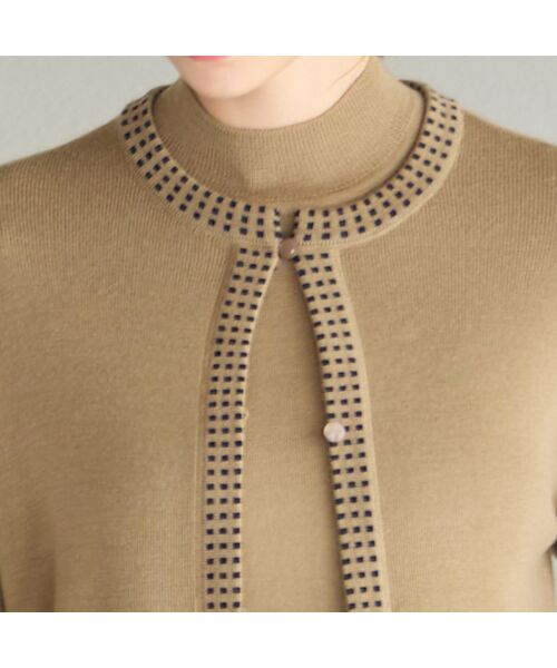 Liliane Burty ECLAT（Sサイズ） / リリアンビューティ エクラ カーディガン・ボレロ | 【洗える/アンサンブル対応】柄縁取りウール混ニットカーディガン | 詳細7