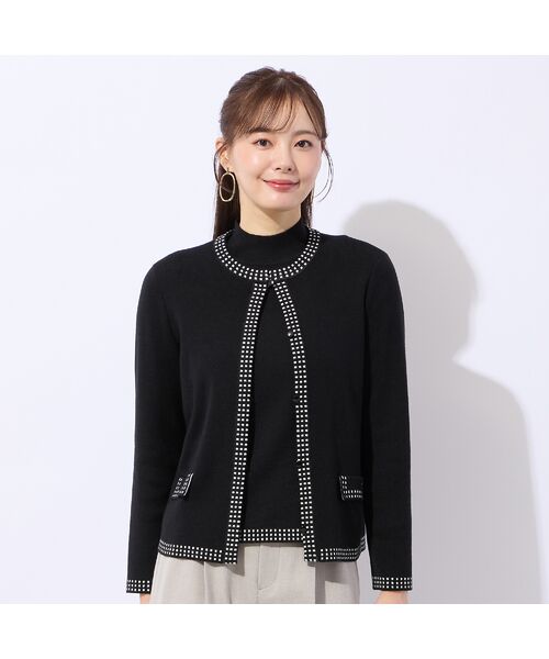 Liliane Burty ECLAT（Sサイズ） / リリアンビューティ エクラ カーディガン・ボレロ | 【洗える/アンサンブル対応】柄縁取りウール混ニットカーディガン | 詳細13