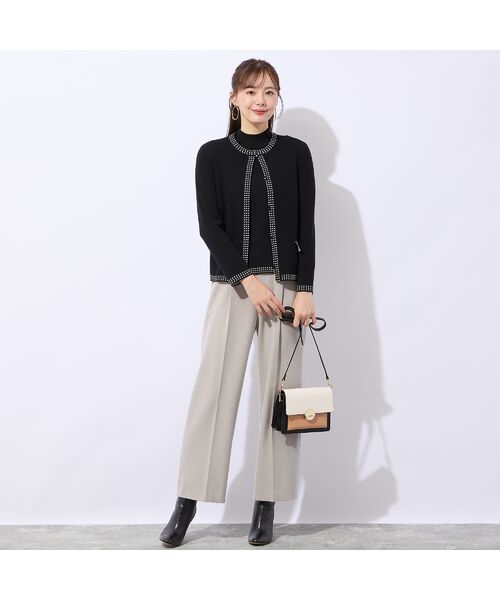 Liliane Burty ECLAT（Sサイズ） / リリアンビューティ エクラ カーディガン・ボレロ | 【洗える/アンサンブル対応】柄縁取りウール混ニットカーディガン | 詳細14