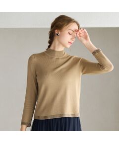 Liliane Burty ECLAT（Sサイズ） / リリアンビューティ エクラ ニット・セーター | 【洗える/アンサンブル対応】柄縁取りウール混プルオーバーニット