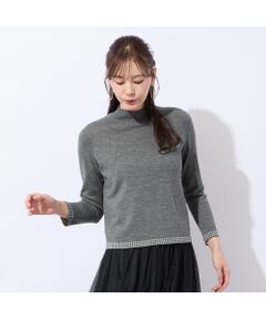 Liliane Burty ECLAT（Sサイズ） / リリアンビューティ エクラ ニット・セーター | 【洗える/アンサンブル対応】柄縁取りウール混プルオーバーニット