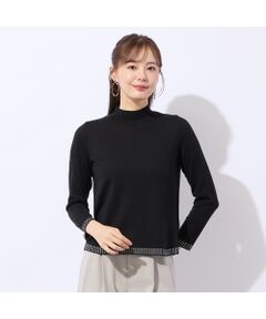 Liliane Burty ECLAT（Sサイズ） / リリアンビューティ エクラ ニット・セーター | 【洗える/アンサンブル対応】柄縁取りウール混プルオーバーニット