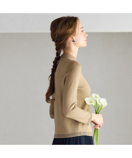 Liliane Burty ECLAT（Sサイズ） / リリアンビューティ エクラ ニット・セーター | 【洗える/アンサンブル対応】柄縁取りウール混プルオーバーニット | 詳細2