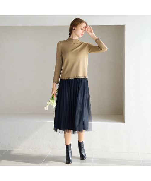 Liliane Burty ECLAT（Sサイズ） / リリアンビューティ エクラ ニット・セーター | 【洗える/アンサンブル対応】柄縁取りウール混プルオーバーニット | 詳細4