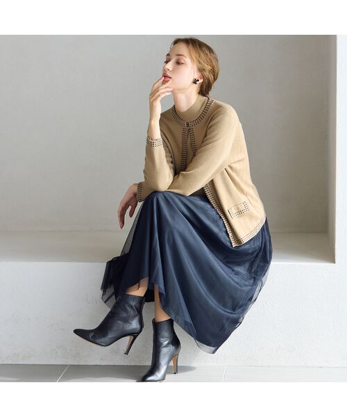 Liliane Burty ECLAT（Sサイズ） / リリアンビューティ エクラ ニット・セーター | 【洗える/アンサンブル対応】柄縁取りウール混プルオーバーニット | 詳細8