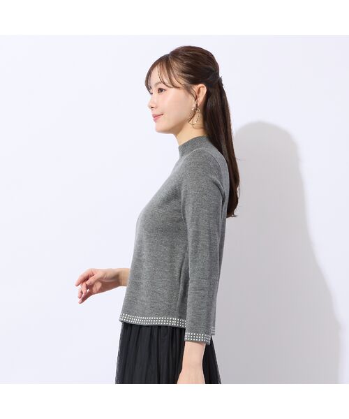 Liliane Burty ECLAT（Sサイズ） / リリアンビューティ エクラ ニット・セーター | 【洗える/アンサンブル対応】柄縁取りウール混プルオーバーニット | 詳細9