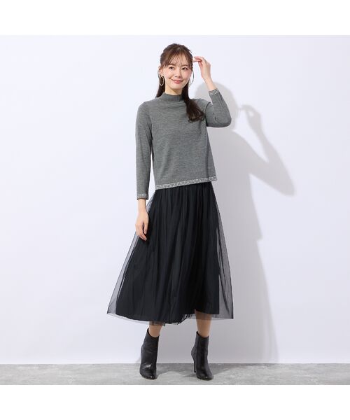 Liliane Burty ECLAT（Sサイズ） / リリアンビューティ エクラ ニット・セーター | 【洗える/アンサンブル対応】柄縁取りウール混プルオーバーニット | 詳細12