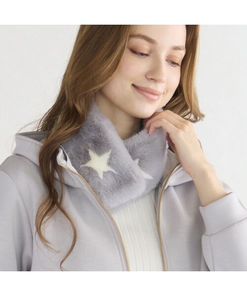 Liliane Burty ECLAT（Sサイズ） / リリアンビューティ エクラ ネックウォーマー・イヤーマフ | 【一部店舗・オンラインショップ限定】フェイクファー星ティペット（グレー）