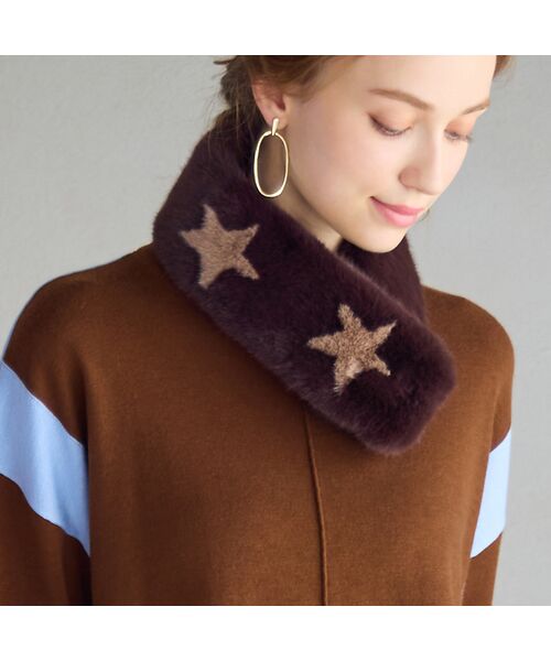 Liliane Burty ECLAT（Sサイズ） / リリアンビューティ エクラ ネックウォーマー・イヤーマフ | 【一部店舗・オンラインショップ限定】フェイクファー星ティペット（ブラウン）