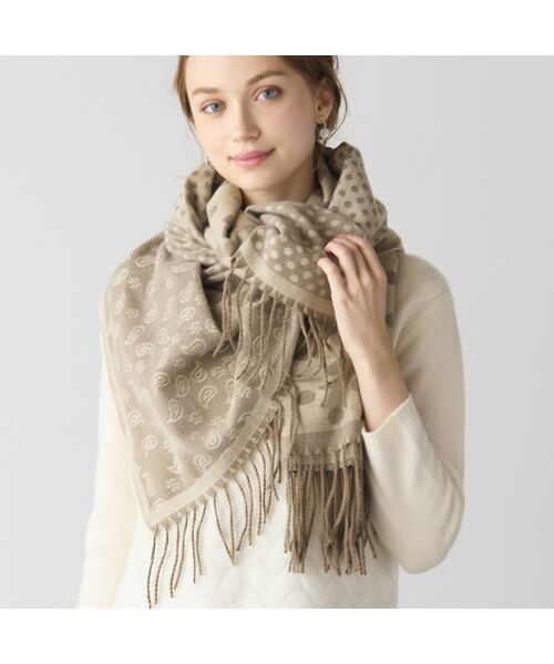 Liliane Burty ECLAT（Sサイズ） / リリアンビューティ エクラ マフラー・ショール・スヌード・ストール | 【一部店舗・オンラインショップ限定】ペイズリードットリバーシブルストール | 詳細1