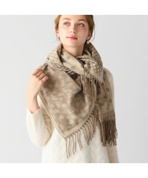 Liliane Burty ECLAT（Sサイズ） / リリアンビューティ エクラ マフラー・ショール・スヌード・ストール | 【一部店舗・オンラインショップ限定】ペイズリードットリバーシブルストール | 詳細2