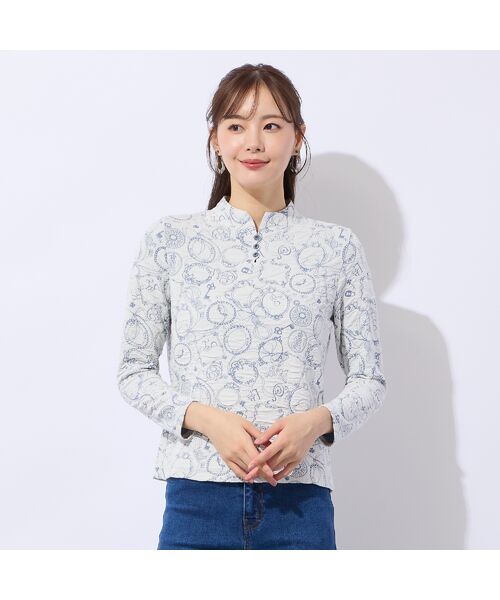 Liliane Burty ECLAT（Sサイズ） / リリアンビューティ エクラ カットソー | 【洗える】ふくれジャカードプルオーバーTシャツ（オフ）