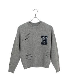 Liliane Burty ECLAT（Sサイズ） / リリアンビューティ エクラ ニット・セーター | 【洗える】カレッジ刺繍ニット