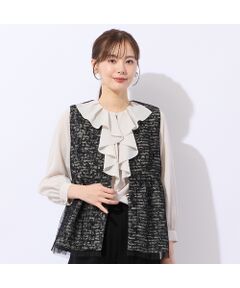 Liliane Burty ECLAT（Sサイズ） / リリアンビューティ エクラ ベスト | チュール重ねツイードベスト