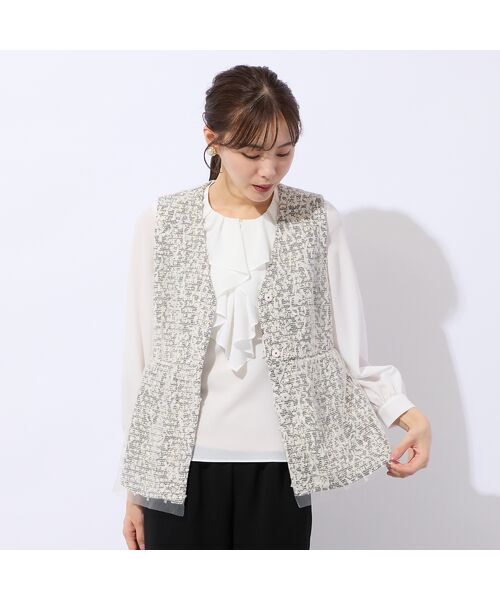 Liliane Burty ECLAT（Sサイズ） / リリアンビューティ エクラ ベスト | チュール重ねツイードベスト | 詳細2