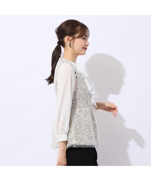 Liliane Burty ECLAT（Sサイズ） / リリアンビューティ エクラ ベスト | チュール重ねツイードベスト | 詳細3