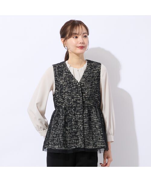 Liliane Burty ECLAT（Sサイズ） / リリアンビューティ エクラ ベスト | チュール重ねツイードベスト | 詳細7