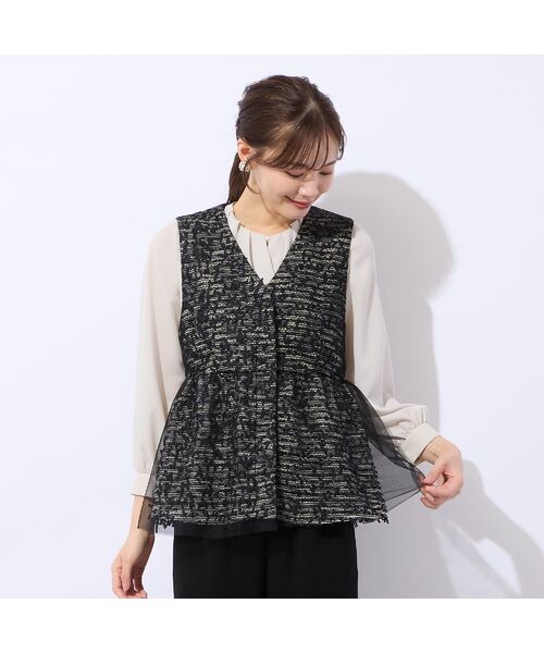 Liliane Burty ECLAT（Sサイズ） / リリアンビューティ エクラ ベスト | チュール重ねツイードベスト | 詳細9