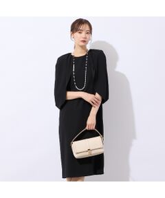 Liliane Burty ECLAT（Sサイズ） / リリアンビューティ エクラ ミニ丈・ひざ丈ワンピース | 【洗える・防しわ性】ケープ風ブラックワンピース