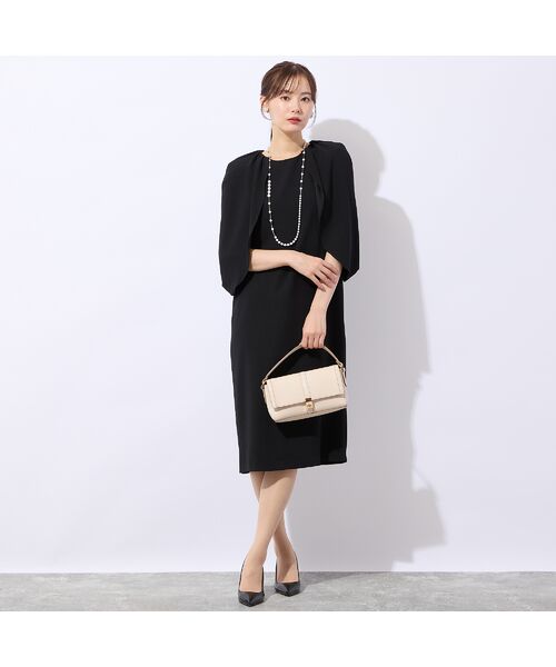 Liliane Burty ECLAT（Sサイズ） / リリアンビューティ エクラ ミニ丈・ひざ丈ワンピース | 【洗える・防しわ性】ケープ風ブラックワンピース | 詳細5