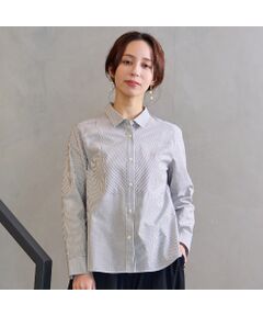 Liliane Burty ECLAT（Sサイズ） / リリアンビューティ エクラ シャツ・ブラウス | 【洗える】ロンドンストライプ切り替えブラウス