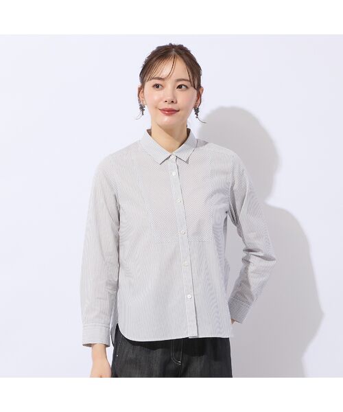 Liliane Burty ECLAT（Sサイズ） / リリアンビューティ エクラ シャツ・ブラウス | 【洗える】ロンドンストライプ切り替えブラウス | 詳細1