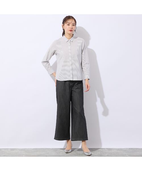 Liliane Burty ECLAT（Sサイズ） / リリアンビューティ エクラ シャツ・ブラウス | 【洗える】ロンドンストライプ切り替えブラウス | 詳細2