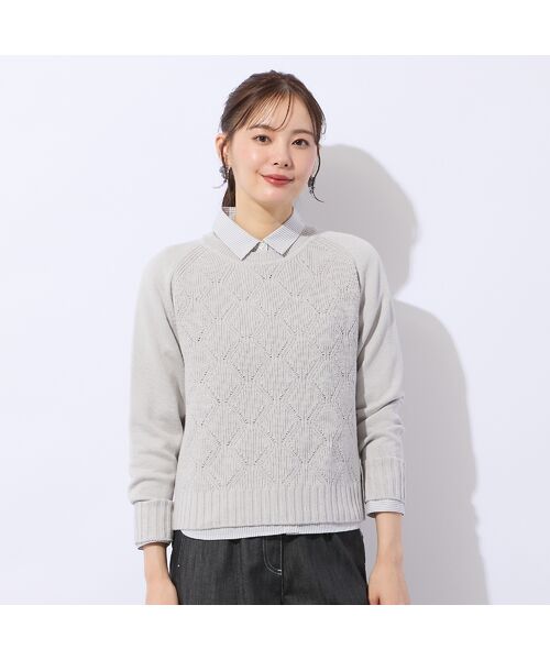 Liliane Burty ECLAT（Sサイズ） / リリアンビューティ エクラ シャツ・ブラウス | 【洗える】ロンドンストライプ切り替えブラウス | 詳細3