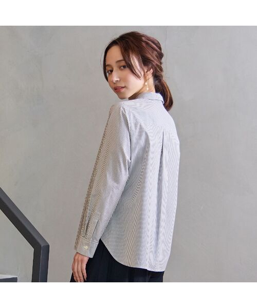 Liliane Burty ECLAT（Sサイズ） / リリアンビューティ エクラ シャツ・ブラウス | 【洗える】ロンドンストライプ切り替えブラウス | 詳細6
