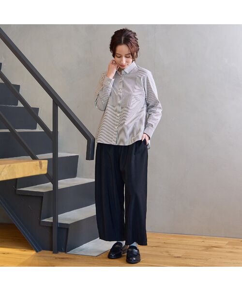 Liliane Burty ECLAT（Sサイズ） / リリアンビューティ エクラ シャツ・ブラウス | 【洗える】ロンドンストライプ切り替えブラウス | 詳細8