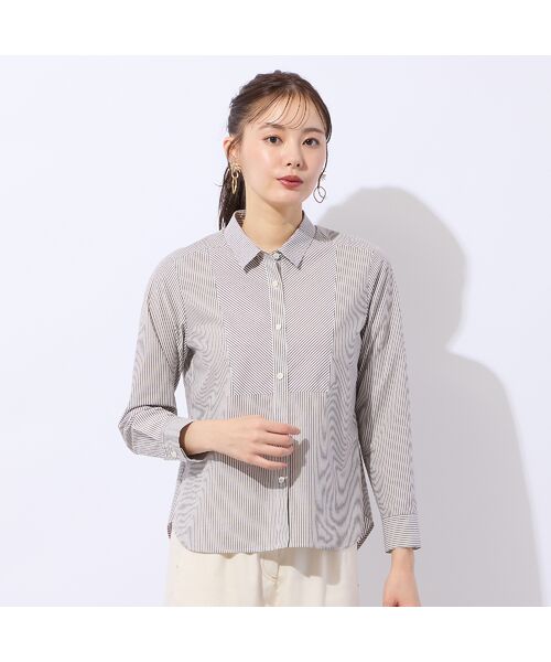 Liliane Burty ECLAT（Sサイズ） / リリアンビューティ エクラ シャツ・ブラウス | 【洗える】ロンドンストライプ切り替えブラウス | 詳細11