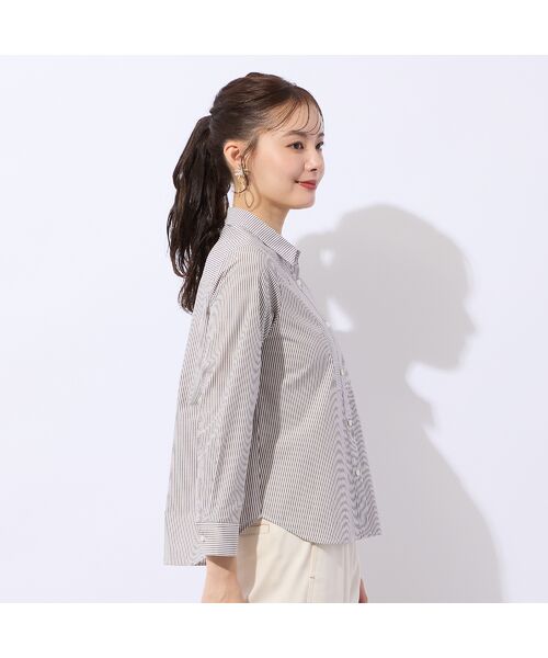 Liliane Burty ECLAT（Sサイズ） / リリアンビューティ エクラ シャツ・ブラウス | 【洗える】ロンドンストライプ切り替えブラウス | 詳細12