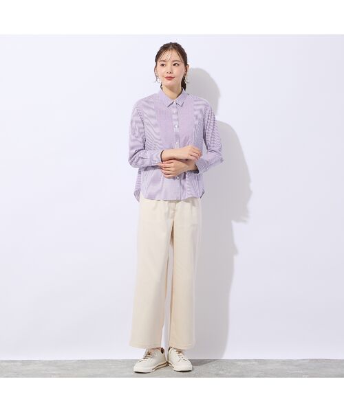 Liliane Burty ECLAT（Sサイズ） / リリアンビューティ エクラ シャツ・ブラウス | 【洗える】ロンドンストライプ切り替えブラウス | 詳細14