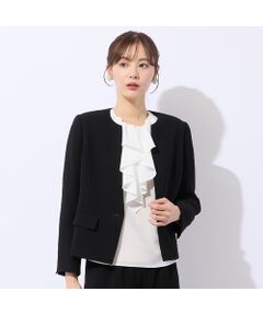 Liliane Burty ECLAT（Sサイズ） / リリアンビューティ エクラ ノーカラージャケット | 【セットアップ可】ダブルクロスノーカラージャケット