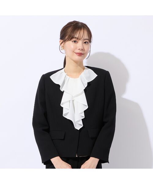 Liliane Burty ECLAT（Sサイズ） / リリアンビューティ エクラ ノーカラージャケット | 【セットアップ可】ダブルクロスノーカラージャケット | 詳細1