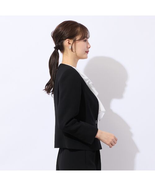 Liliane Burty ECLAT（Sサイズ） / リリアンビューティ エクラ ノーカラージャケット | 【セットアップ可】ダブルクロスノーカラージャケット | 詳細2