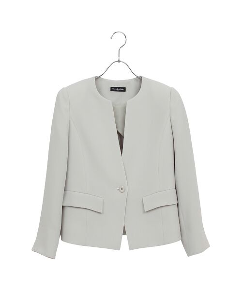 Liliane Burty ECLAT（Sサイズ） / リリアンビューティ エクラ ノーカラージャケット | 【セットアップ可】ダブルクロスノーカラージャケット（ライトグレー）
