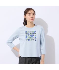 Liliane Burty ECLAT（Sサイズ） / リリアンビューティ エクラ カットソー | 【洗える】プリント×スパンコールTシャツ
