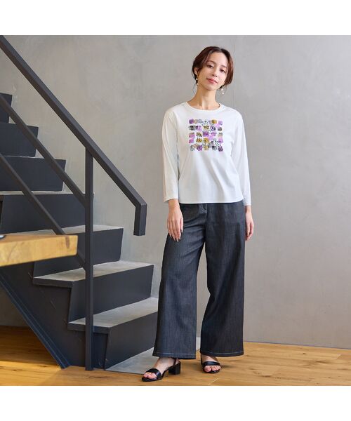 Liliane Burty ECLAT（Sサイズ） / リリアンビューティ エクラ カットソー | 【洗える】プリント×スパンコールTシャツ | 詳細2