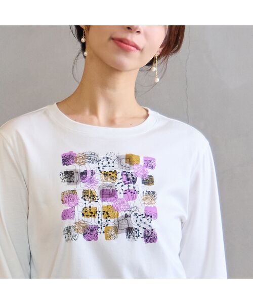 Liliane Burty ECLAT（Sサイズ） / リリアンビューティ エクラ カットソー | 【洗える】プリント×スパンコールTシャツ | 詳細5