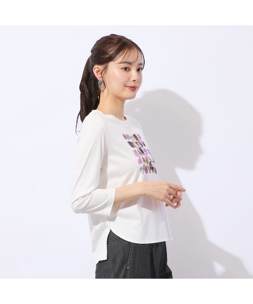 Liliane Burty ECLAT（Sサイズ） / リリアンビューティ エクラ カットソー | 【洗える】プリント×スパンコールTシャツ | 詳細7