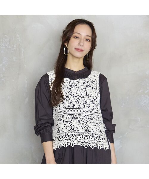 Liliane Burty ECLAT（Sサイズ） / リリアンビューティ エクラ ベスト | 【洗える】ケミカルレースビスチェ | 詳細1