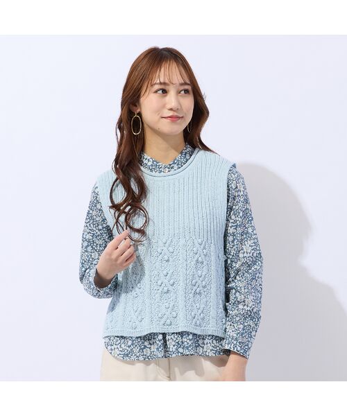 Liliane Burty ECLAT（Sサイズ） / リリアンビューティ エクラ ベスト | ローゲージニットベスト（ライトブルー）