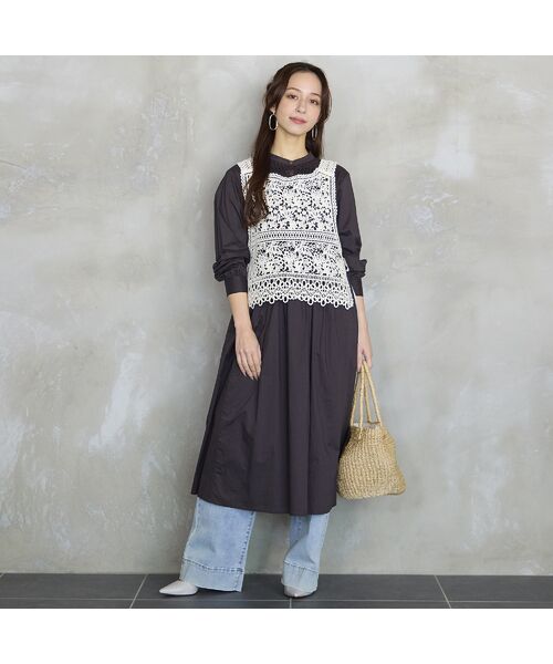 Liliane Burty ECLAT（Sサイズ） / リリアンビューティ エクラ ミニ丈・ひざ丈ワンピース | 【洗える】綿タイプライターワンピース | 詳細3