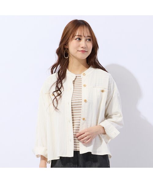 Liliane Burty ECLAT（Sサイズ） / リリアンビューティ エクラ シャツ・ブラウス | 【洗える】サラデニブラウス（オフ）